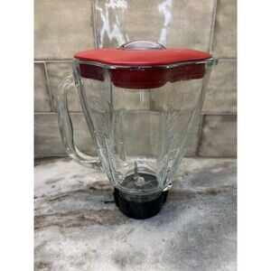 Oster 15132 6 Cup Glass Replacement Blender Jar Blade W/ Red Lid